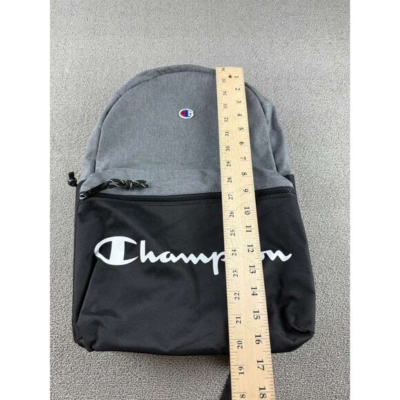 Champion Manuscript Backpack Men Black Gray Zippers Multi Pocket School Travel - Picture 7 of 12